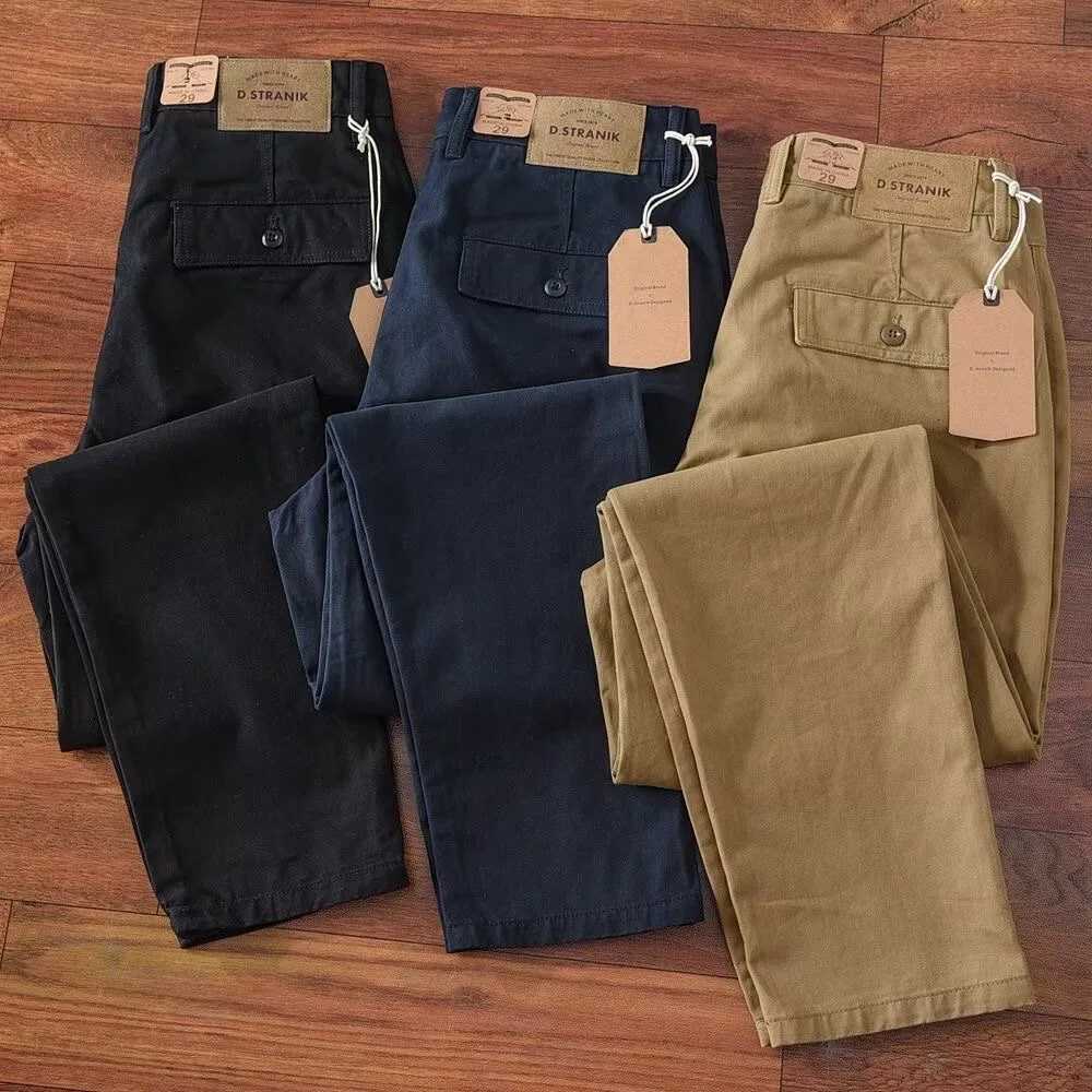 Loose Straight Leg Cotton Casual Pants for Men Summer Waed Khaki Workwear Trousers Youth Fashion Long Pants Business Casual W250826