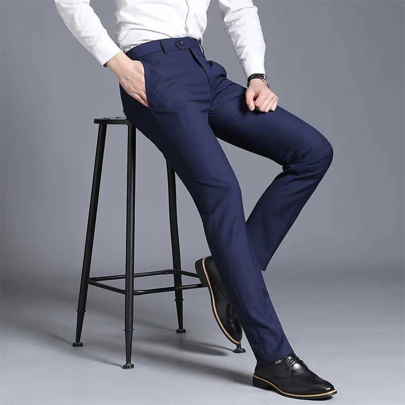 Black Mens Suit Pants Suitable for Business OfficeInterviewTrousers Gray Blue Burgundy NonIroning Treatment Process W250826
