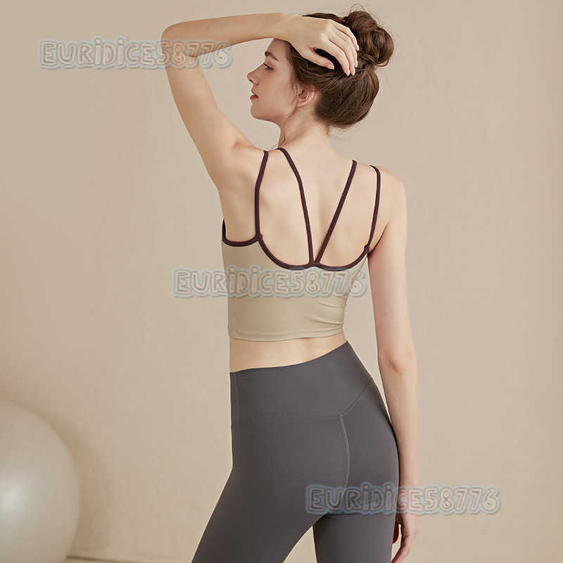 Double Strap Beauty Back Camisole Yoga Vest Women Sports Bra Pushup Antisagging Pilates Bra Fitness Top H250825
