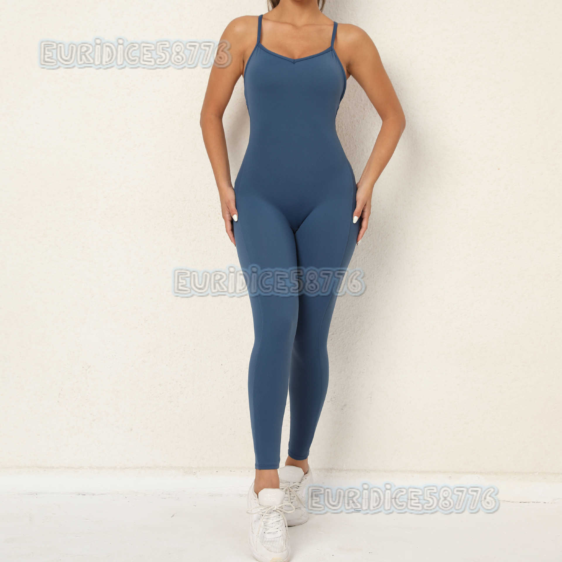 Hiplifting Vneck Embarrassment Line Yoga Fitness Jumpsuit Backless Buttlifting Sports Jumpsuit Dance Pants for Women H250825