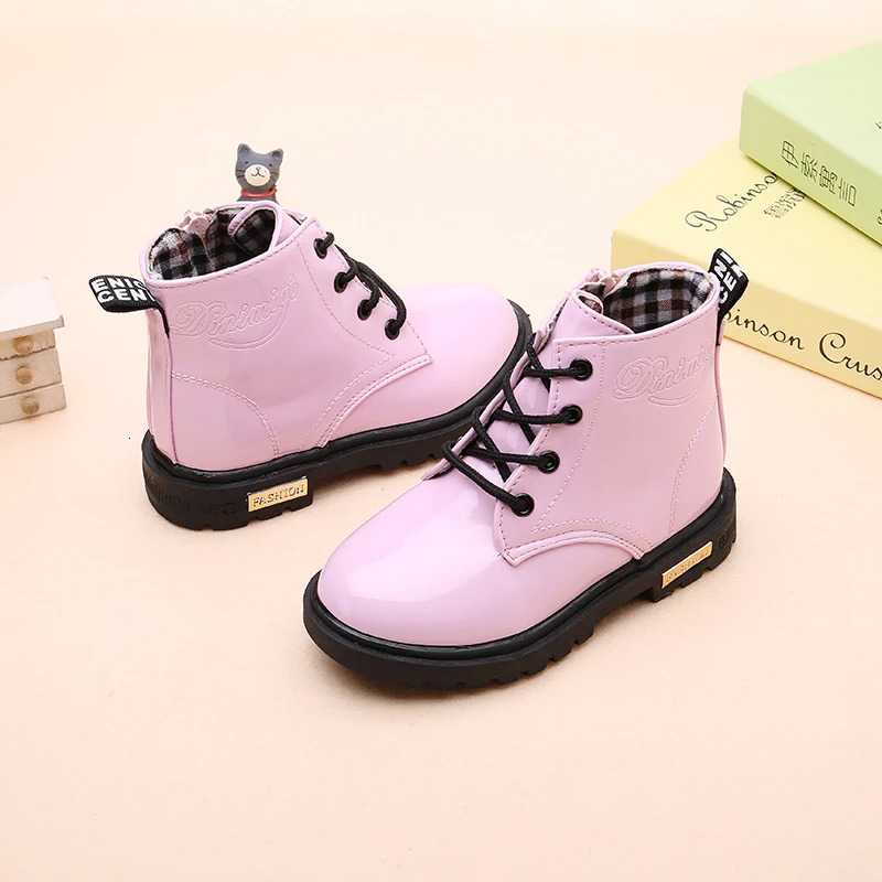 Winter Children Shoes PU Leather Waterproof Plush Boots Kids Snow Boots Girls Boys Casual Boots Fashion Sneakers 250825