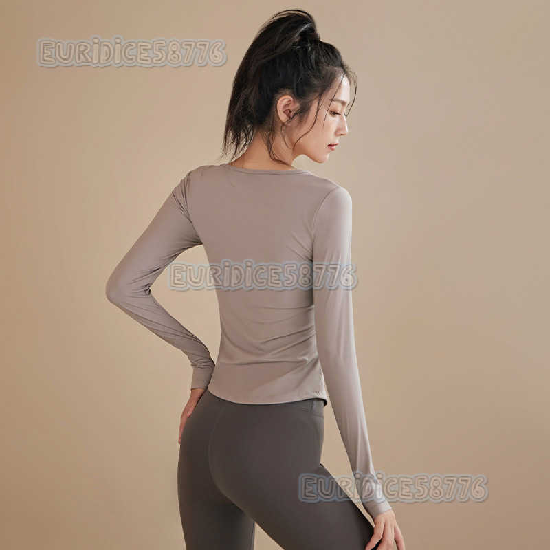 Highend Yoga Outfit with Chest Pads for Women Autumn and Winter Long Sleeve Sports Running Pilates Training Set Fitness Top H250825