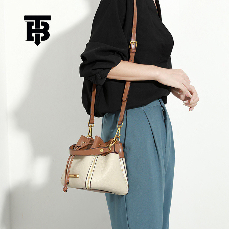 TB BHULAMTE Luxury New Women's Crossbody Color Blocked Fashion Bucket Large Capacity Side Zipper Handbag Versatile Trendy Shopping Shoulder Bag Z