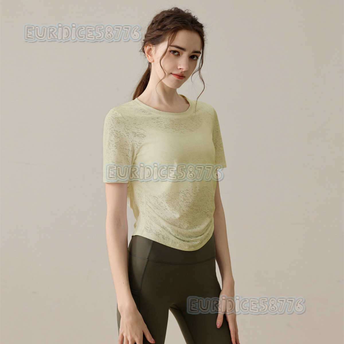 Highend Yoga Wear for Women Waistslimming Slimming Breathable Quickdry Sports Top Running Shortsleeve Tshirt Fitness Wear Coverup H250825