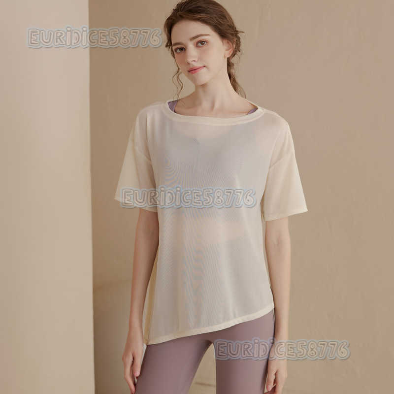 Loose Lightweight Sports Coverup for Women Ice Silk Feel Breathable Yoga Shirt Short Sleeve Tshirt Quickdry Running Fitness Top H250825