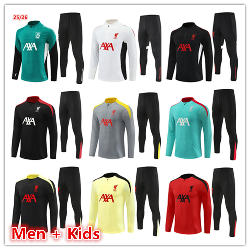 2025 2026 liv erpooll Salah Darwin Nunez soccer tracksuit training suit Men and kids sets 24 25 26 LFC long-sleeved football tracksuit kits Survetement chandal tuta