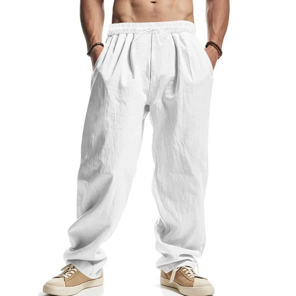 Mens Straight Leg Pants Cotton Linen Breathable Pants Lightweight Beach Hawaiian Style Lightweight Trousers Casual Sweatpants W250826