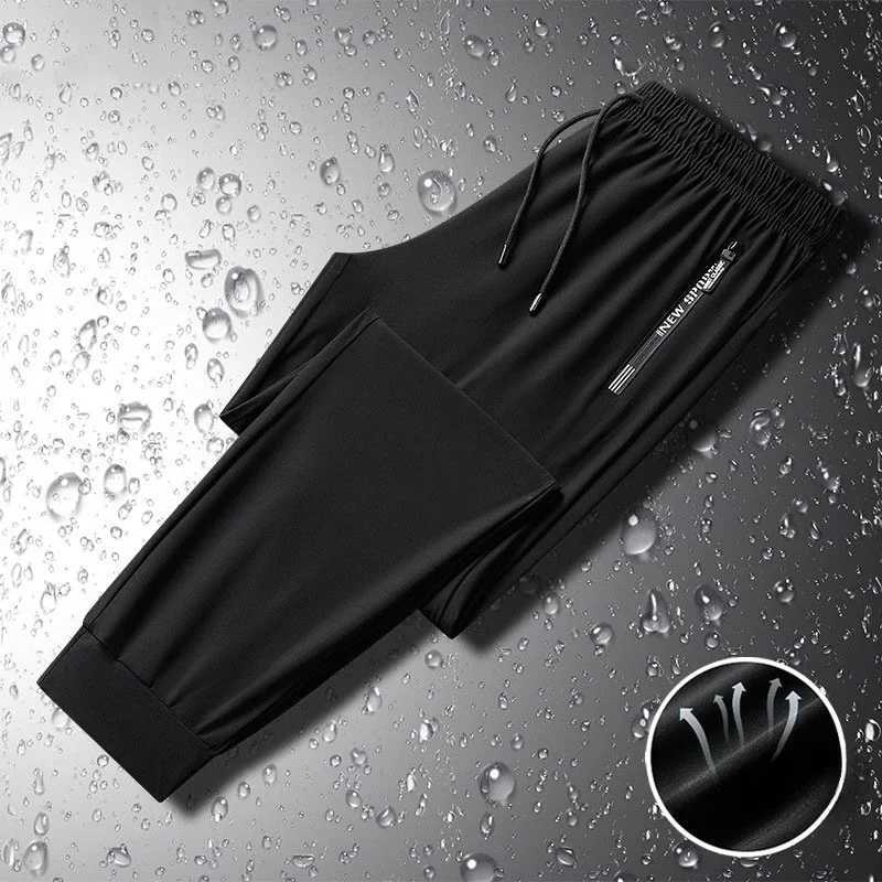 8XL Plus Size Cool Ice Silk Sweatpants High Elastic Summer Mens Casual Pants Breathable Straight Classic Jogging Trousers Korean W250826