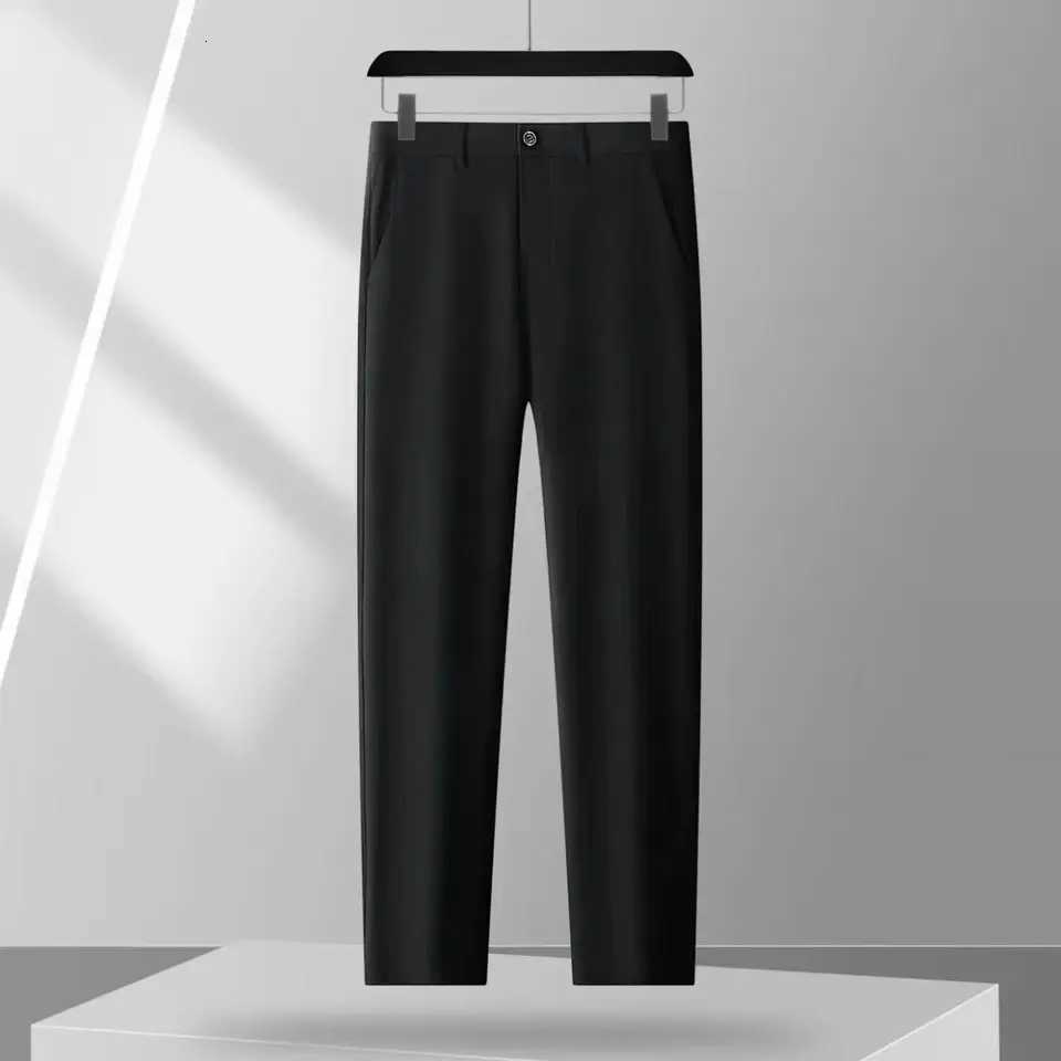 Mens Smart Casual Pants Elastic Sports Mens Quick Drying Pants Spring and Autumn Straight Leg Office Black Navy Blue Work Pant W250826