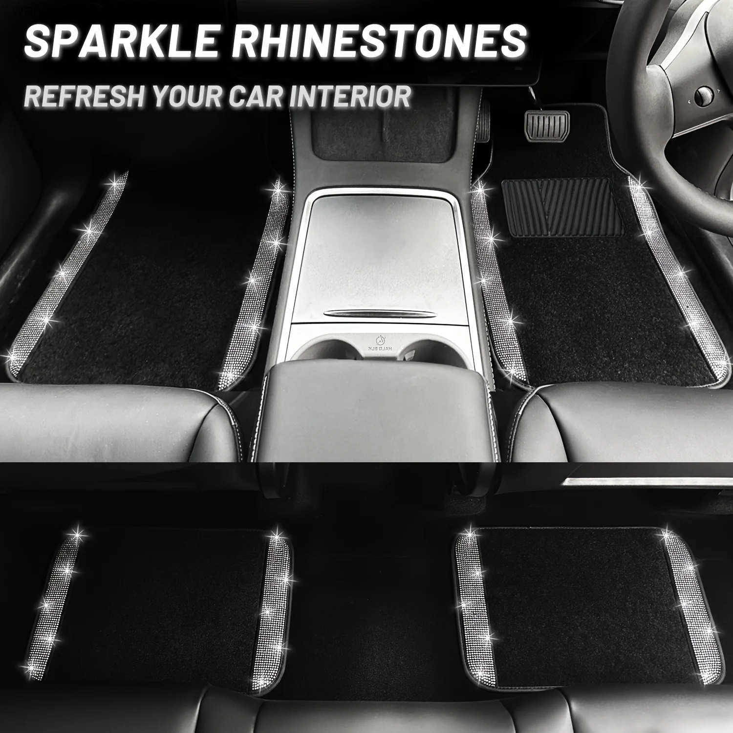 Bling Steering Wheel Cover And Waterproof Bling Car Floor Mats Full Sets Universal FitMost Cars S250826