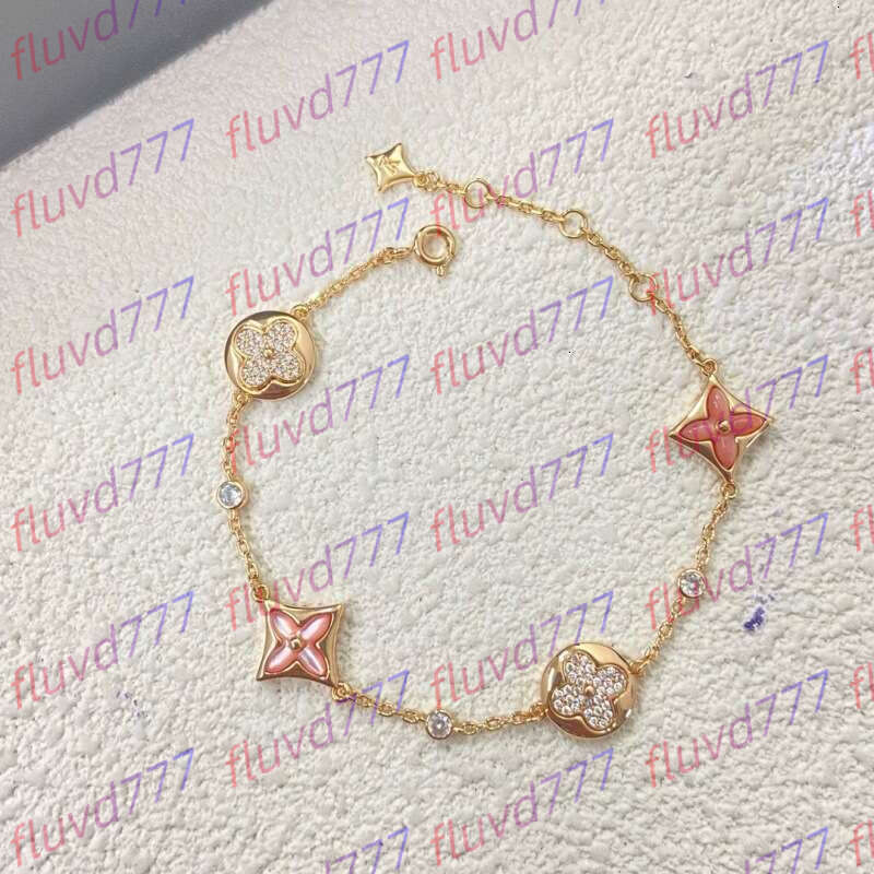 Luxury Bracelets Four-leaf Clover Diamond Mother-of-pearl Women Bracelet Rose Gold Flower Chain Jewelry