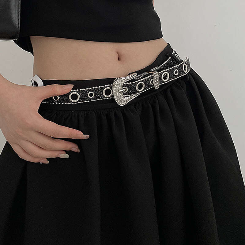 Subculture Rhinestone Punk Y2K Hot Girl Millennial Water Drill Versatile Women's Decorative Jeans Belt