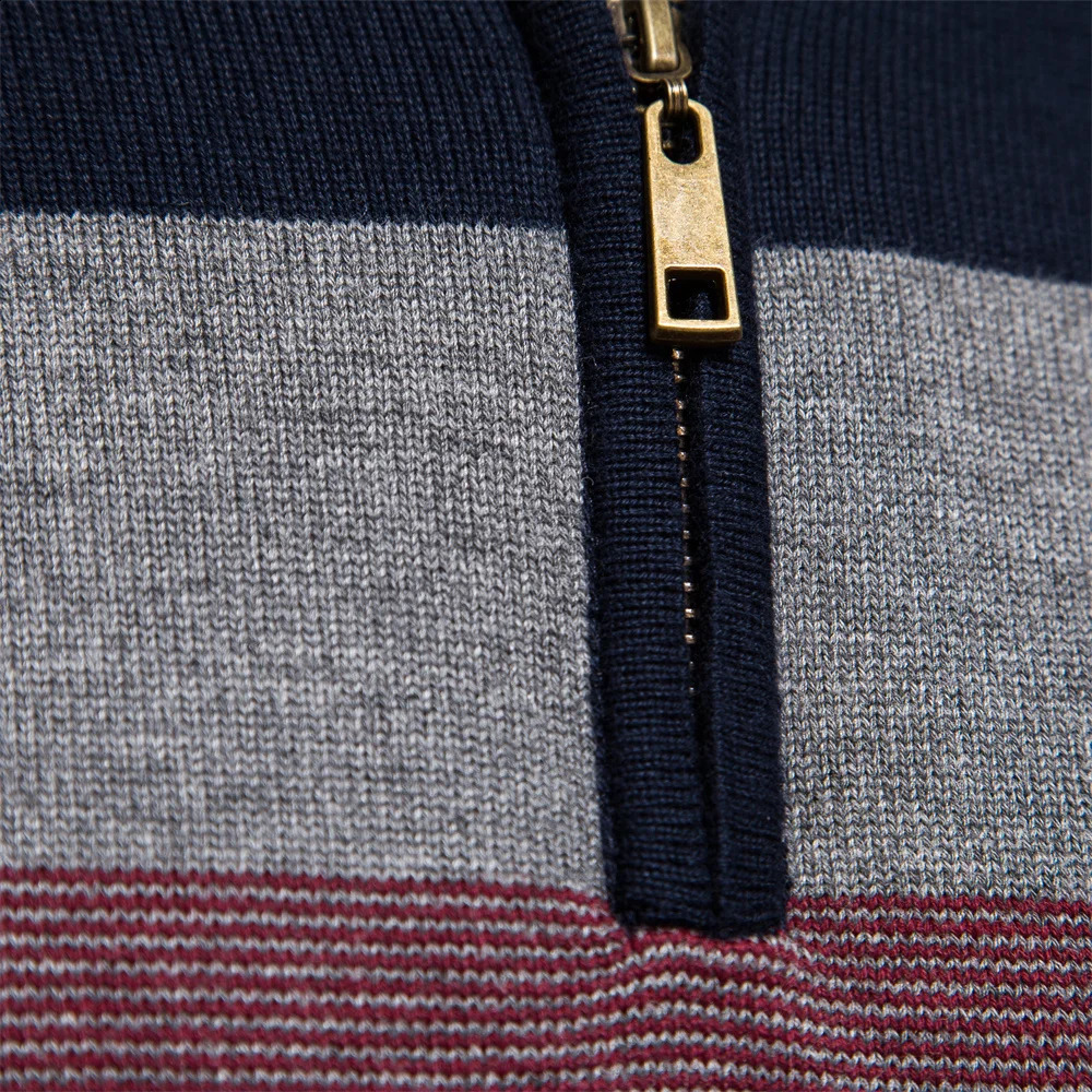 AIOPESON Mens Cotton Mock Neck Stand Collar Sweaters Quarter Zipper Pullover Autumn Winter Warm Social Casual Sweater for Men 251009