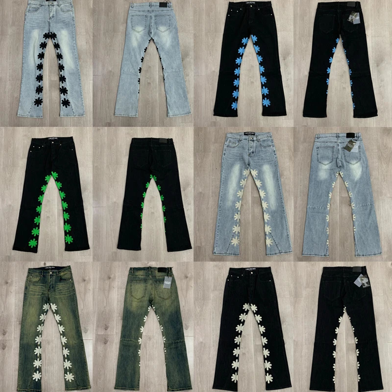 LOST SHDWS Jeans Fashion Allmatch Men Women Denim Pants High Quality Color Embroidery Flower Lostshdws Trousers 250826