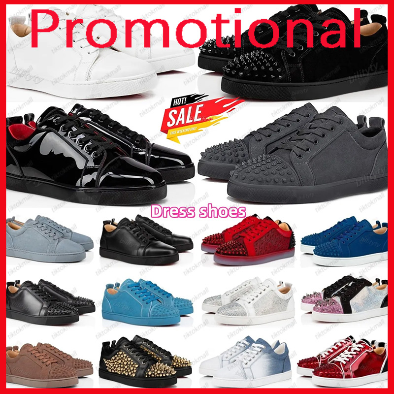 Designer shoes Red Dress Shoes Men Casual Shoes Bottoms Sneakers Glitter Grey Rivets Leather Suede Women Fashion Spikes Luxury classic Office Career Wedding Trains