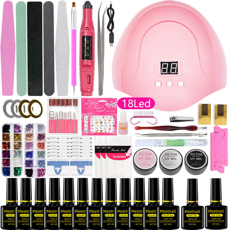 Nail Manicure Set Poly Gel Kit with 36 132W UV LED Lamp Polish Soak Off Varnish Professional Art Tools 230703