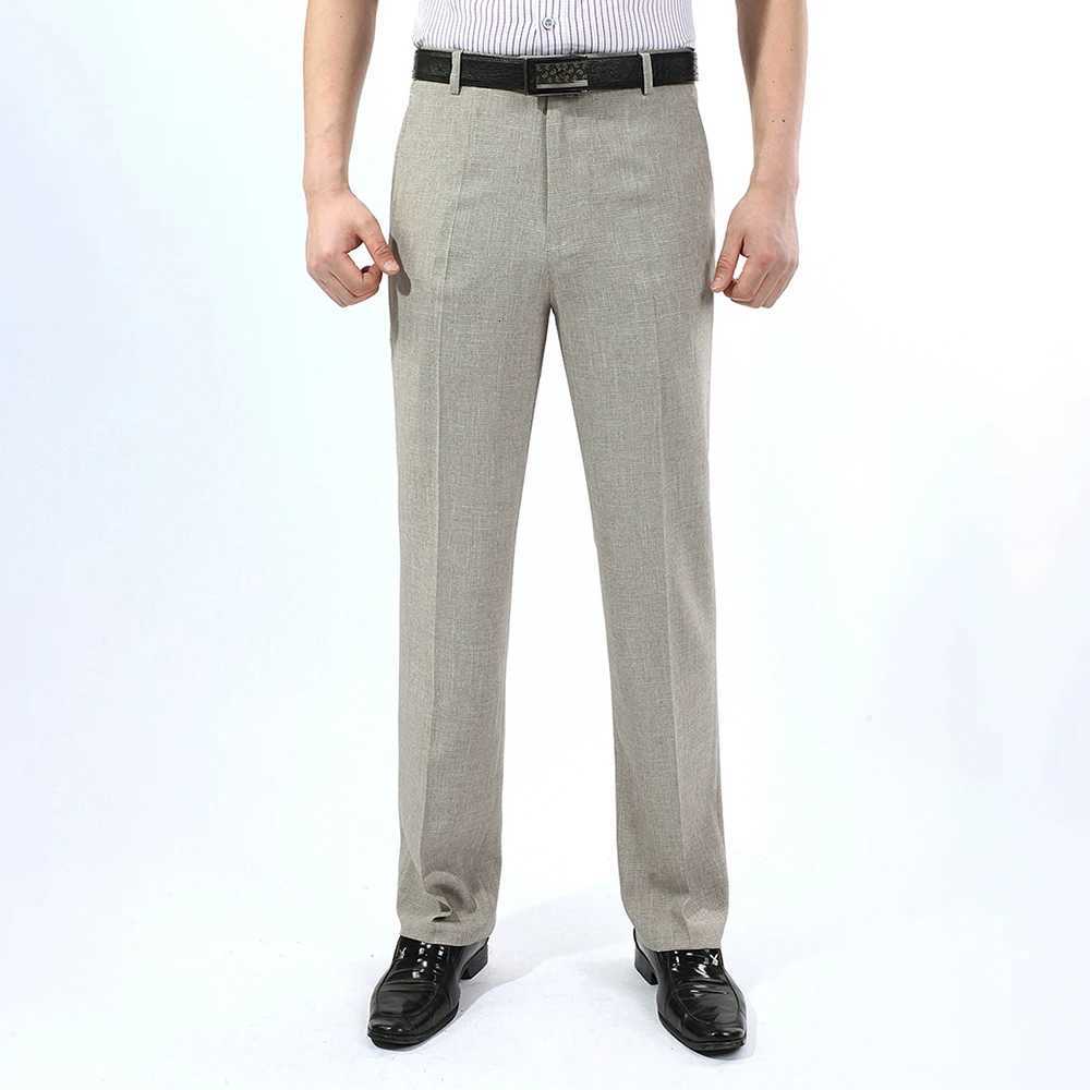 202 Big Size 44 Summer Comfortable Business Linen Pants Mens High Quality Casual Trousers Straight Work Suit Pants Male 8 Colors W250826