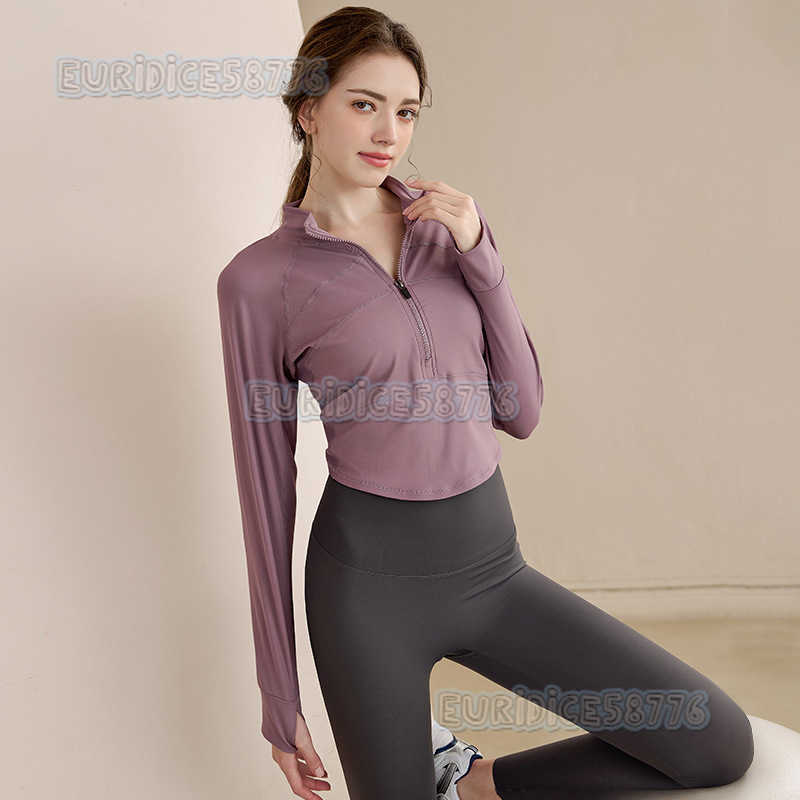 2025 New Halfzip Yoga Shirt for Women Long Sleeve Sports Top Slim Fit Autumn Running Short Fitness Shirt H250825