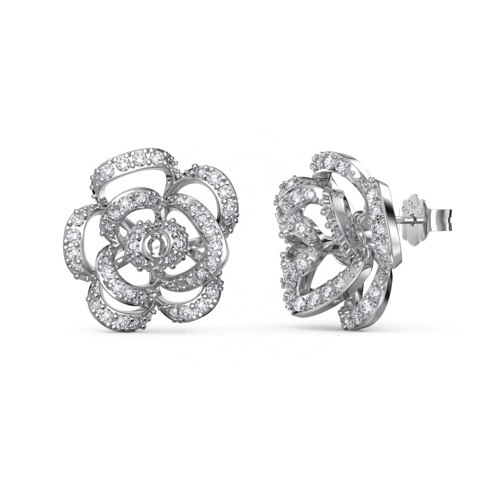 designer jewelry S925 Sterling Silver Four-Leaf Clover Earrings for Women Inlaid with Zircon Fashion Light Luxury Flower Earrings Live Streaming Facto