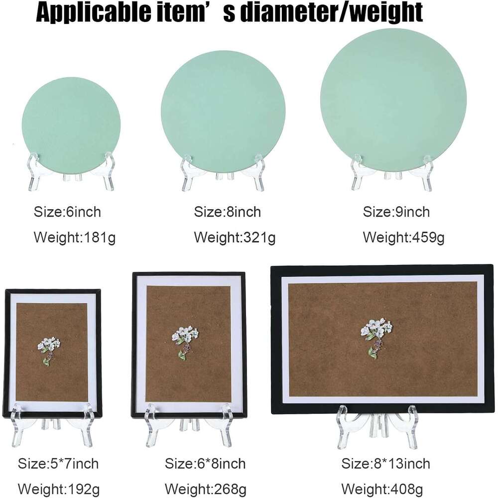 HESTYA 6 Pack 7 Inch Acrylic Easel Display Stand, Plate for Display, Photo Holder Picture Frame Book(Clear) 123