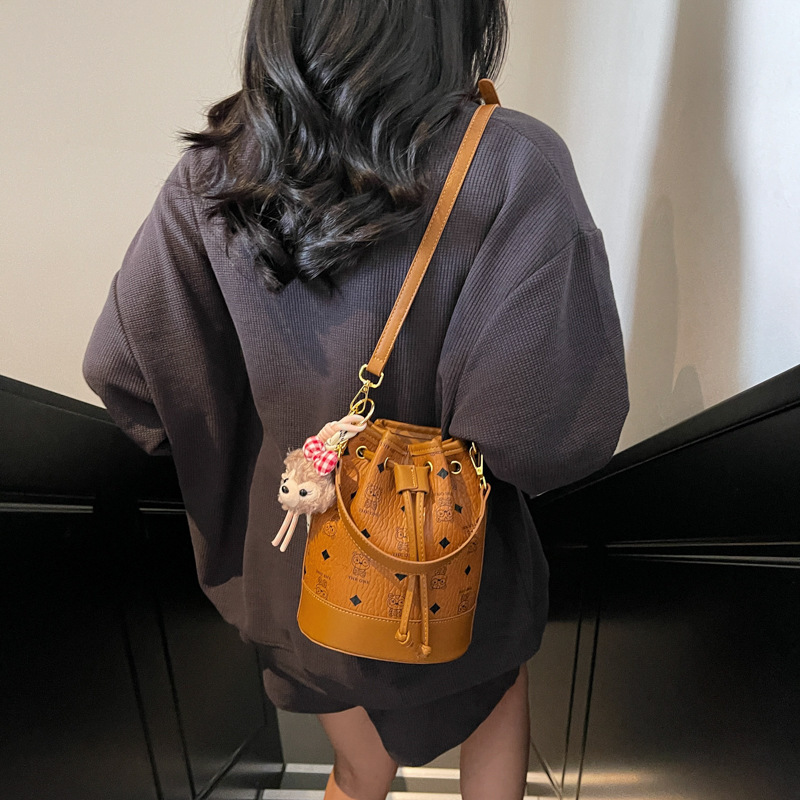 Foreign Trade Printed Drawstring Bucket Bag For Women Luxury Bag New Fashion Trendy Designer Bag Shoulder Bag Free Delivery To Your Door Commuter Cros