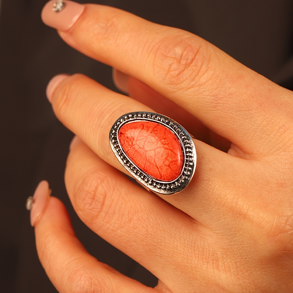 1 Piece Women's Zinc Alloy Geometric Inlaid Resin Adjustable Open Ring for Daily Dance Party Evening Dinner Gathering Jewelry Gift