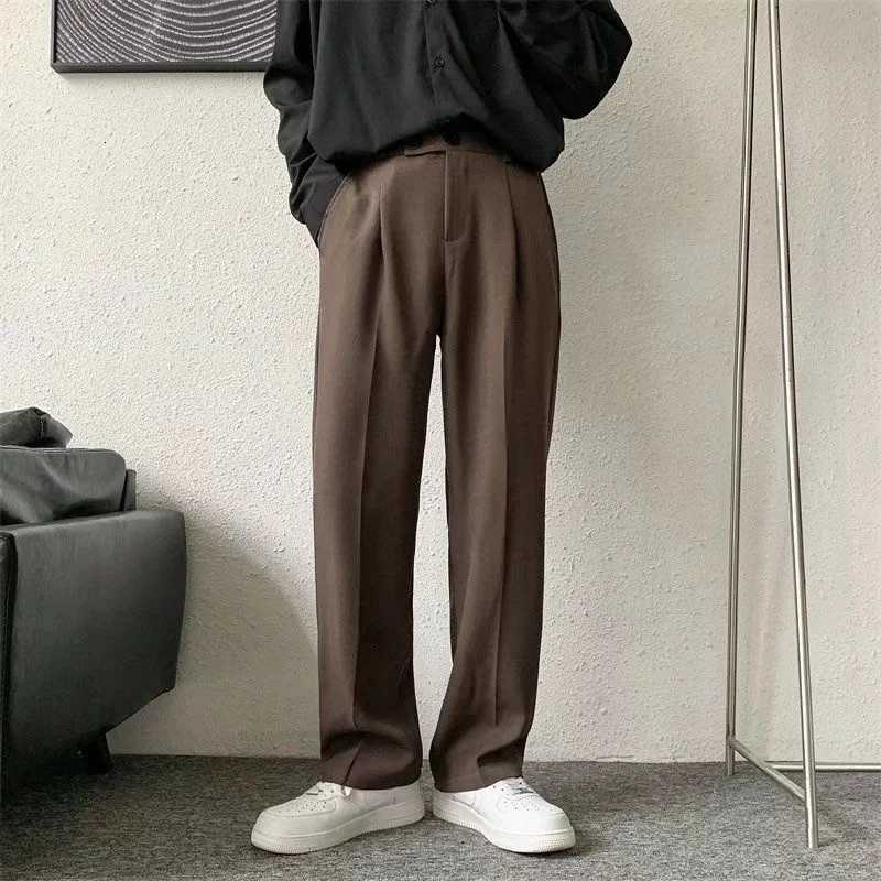 BrownBlack Suit Pants Men Fashion Society Mens Dress Pants Korean Loose Straight Casual Pants Mens Office Formal Trousers S3XL W250826