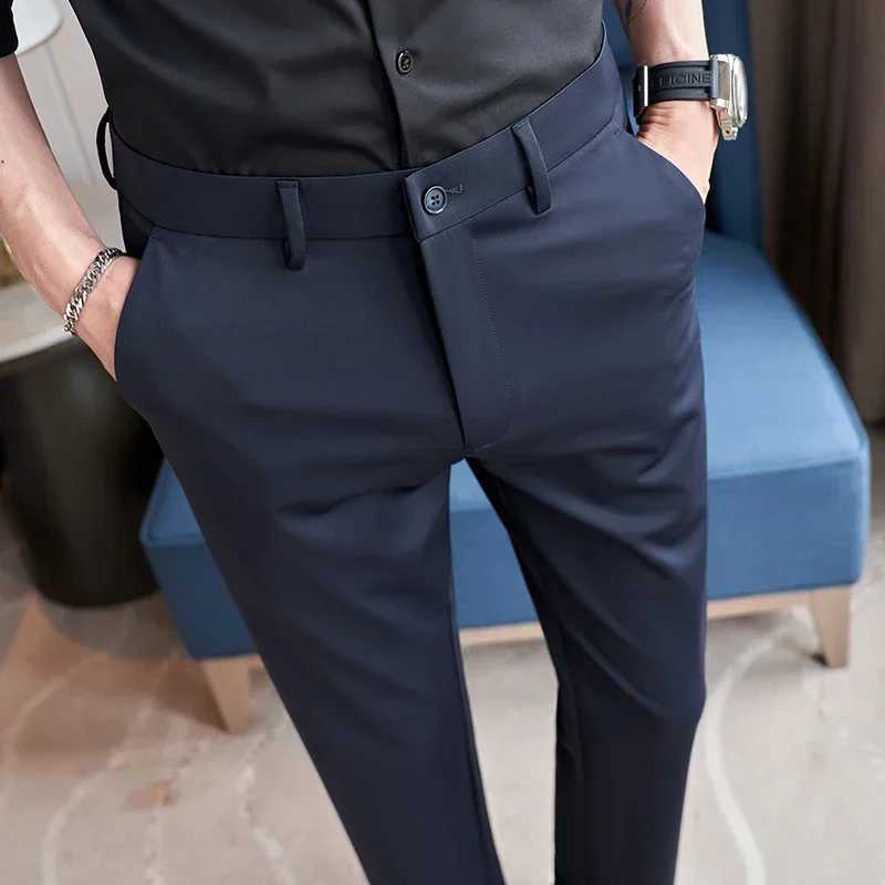 Black Mens Stretch Suit Pants Fashion Casual Trousers Navy Blue Mens Pants Asian Size 2936 38 Slim Mens Pants W250826