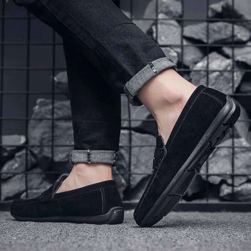 Spring Summer Men Loafers Solid Color Suede Mocassins Slip on Driving Shoe Fashion Business Casual Wedding Daily Dress Shoes