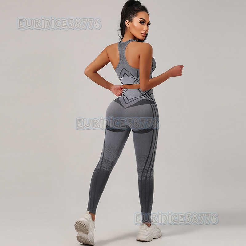 New Seamless Gradient Tiedye Padded Sports Bra Hiplifting Highwaist Yoga Leggings Tightfitting H250825