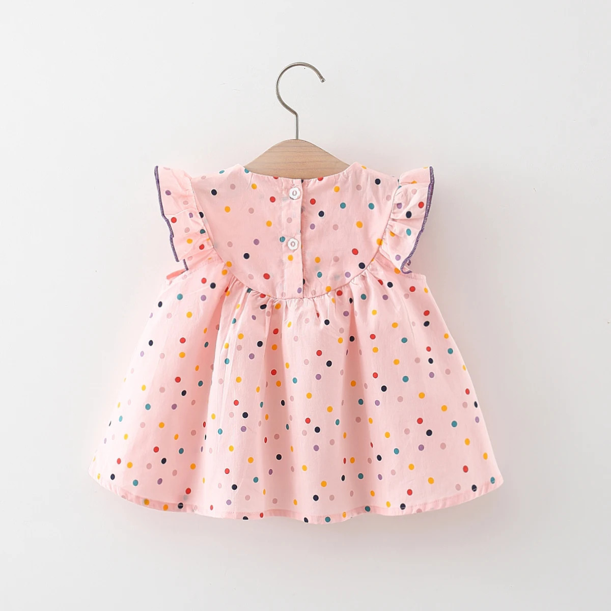 Cotton Baby Dress Flower Embroidery Comfortable Colorful Polka Dot Printed 250825