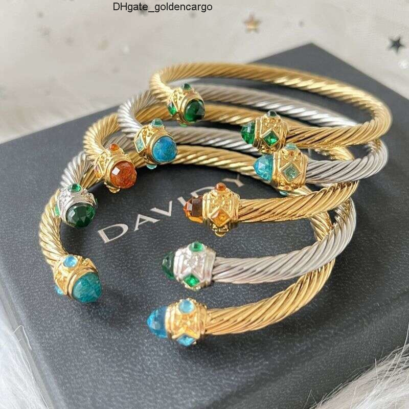 Davids dy bracelet Designer Jewelry beacelet for womens fashion jewelry Popular Braided Twisted Open Bracelet with Blue Beads Cry X5DB