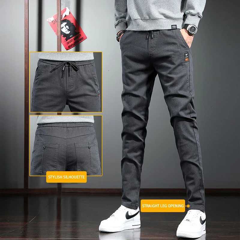 Fashion Men Fleece Lined Thickened Suit Pants Male Ankle Length Cropped Blazer Pants Baggy Slacks Army Green Trousers W250826