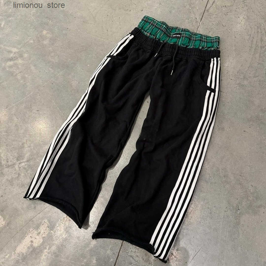 Baggy Sweatpants Men Camouflage Joggers with Gothic Stripe Retro Double Layer Design Elastic Waist Casual Pants Z260315