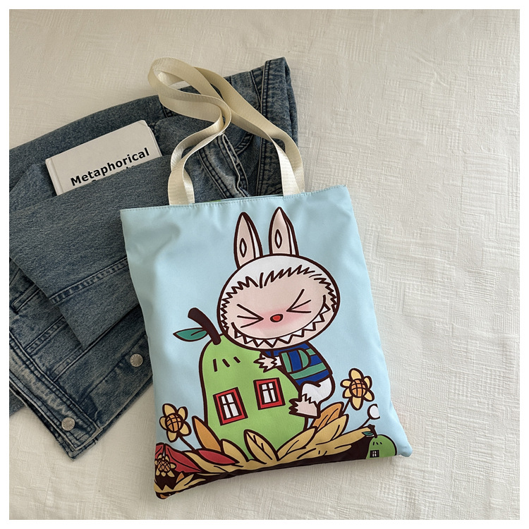 2025 New Labubu Shoulder Eco friendly Bag Canvas Bag Casual Shoulder Bag Large Capacity Travel Bag Premium Handbag Shopping Bag High Beauty Travel Bag
