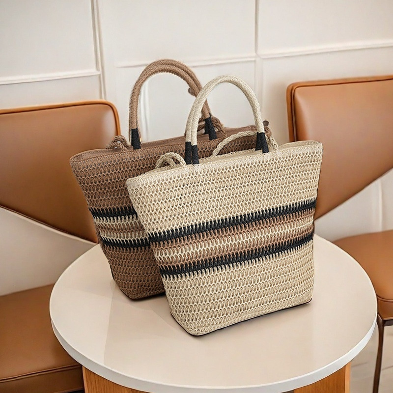 Autumn New Women s Large Capacity Straw Woven Handbag Women s New Commuter Handbag Autumn New Designer Bag Fashion Handheld Basket Woven Bag