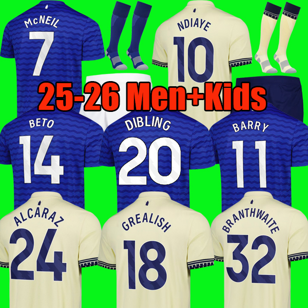 S-4XL GREALISH McNEIL BETO BARRY DIBLING Evertoon 25 26 Soccer Jerseys NDIAYE 2025 2026 TARKOWSKI MYKOLENKO football shirt BRANTHWAIT GANA jersey Men Kids Kit sets