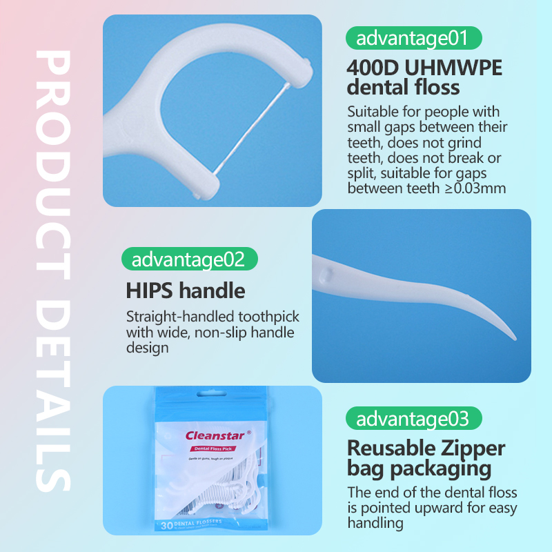 30-piece bag of dental floss that does not damage gums, ultra-fine floss sticks, recommended for restaurants and portable dental clinics.