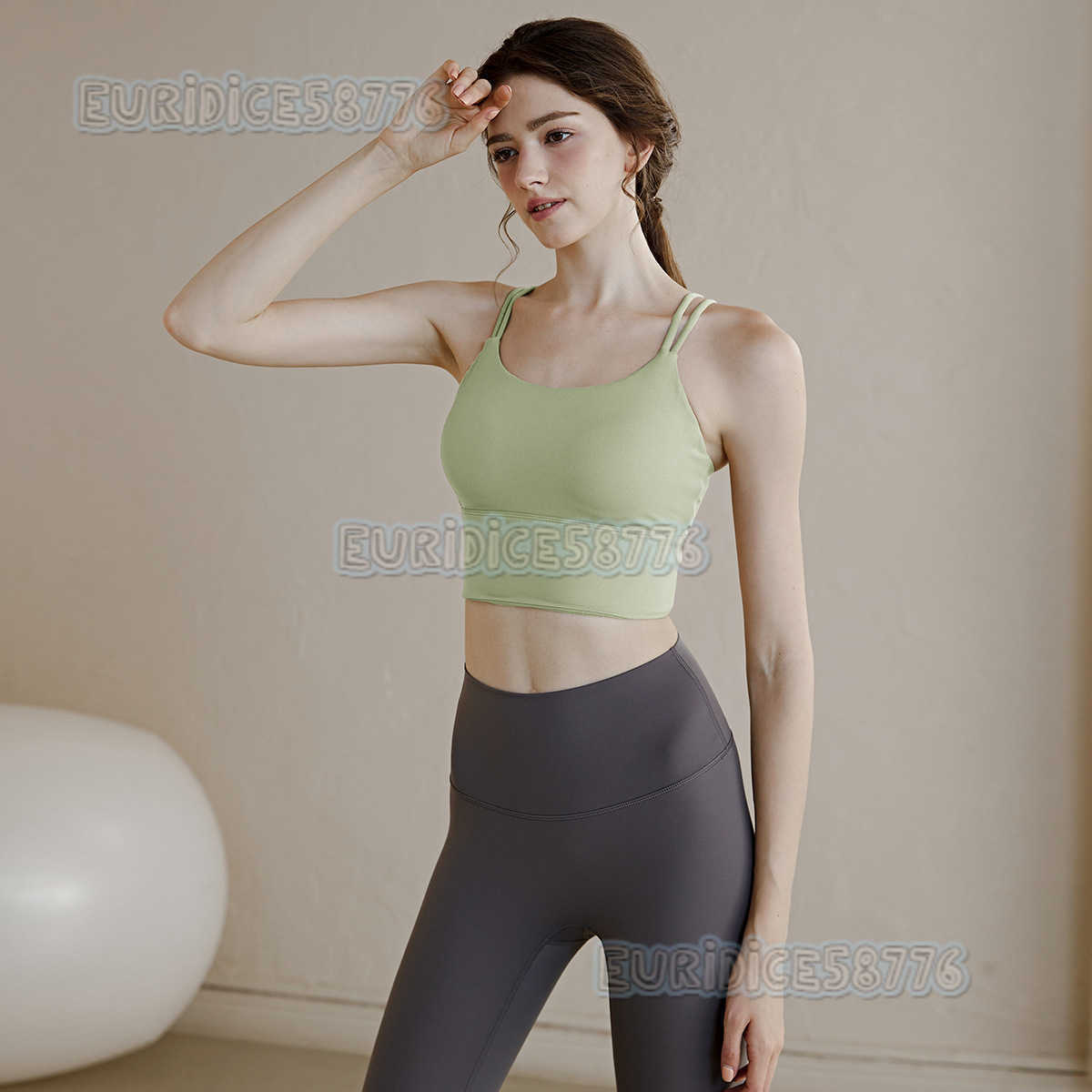 Allinone Sports Bra Shockproof Camisole Fixed Chest Pad Running Antislip Beautiful Back Yoga Fitness Bra H250825