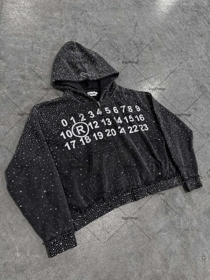 High Street Harajuku Letter Print Oversized Zipped Hoodie Women Y2K 2025 Hiphop Casual Rock Trendy Loose Sweatshirt Men 250826