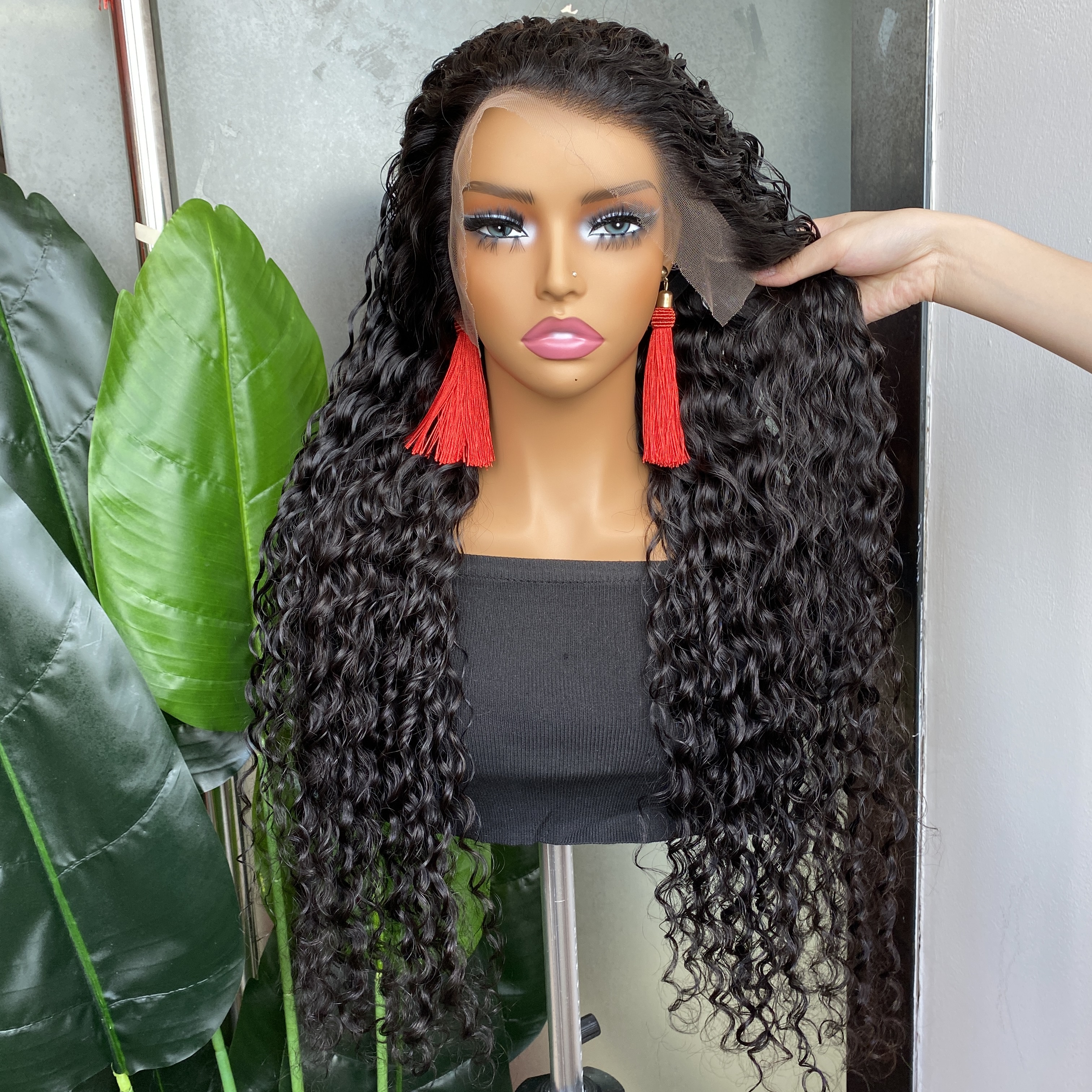 Grade 12A Peruvian Indian Brazilian Natural Black Deep Wave 13x6 HD Lace Frontal Wig 10-40 Inch 100% Raw Virgin Remy Human Hair