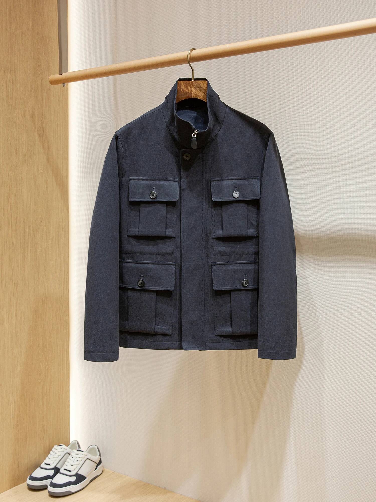 Lyocell Tencel Cotton Men's Multi-Pocket Waist Tooling Hunting Jacket