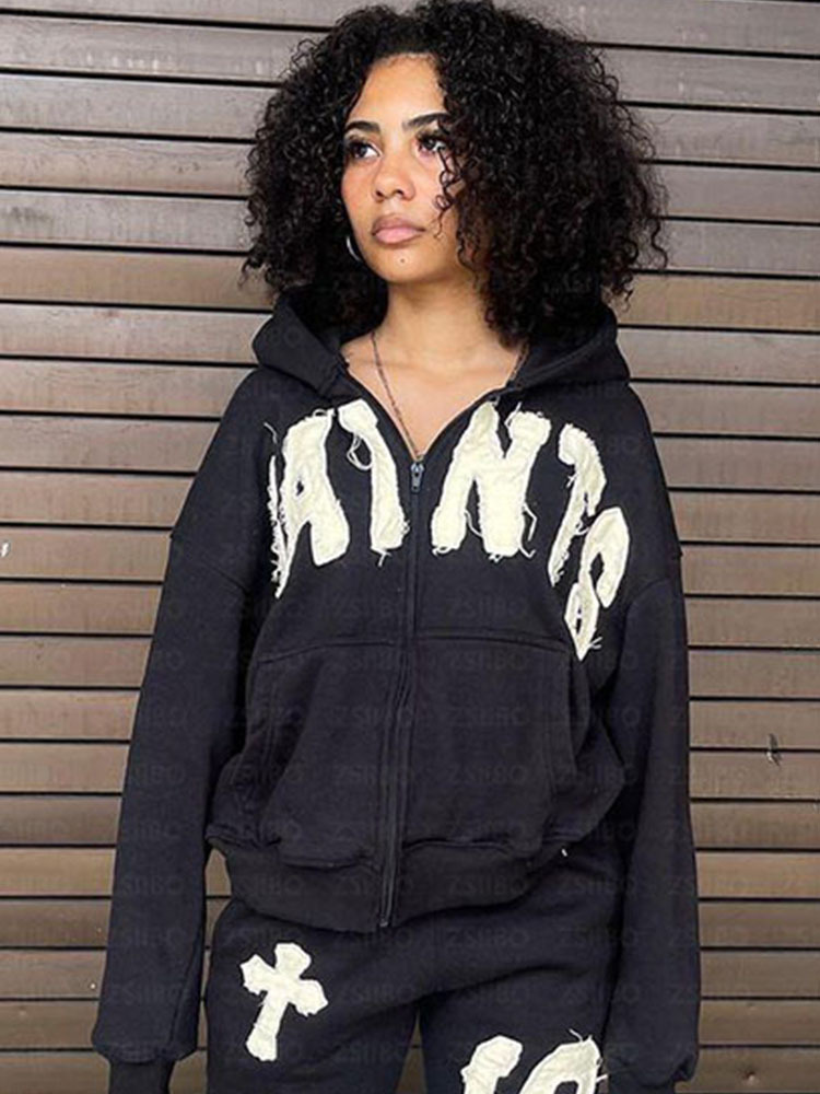 Men's Pants Harajuku Cotton Vintage Straight-leg Kiwi Gothic Y2K Pattern Printed Sweatpants Loose Black Versatile Wide-leg