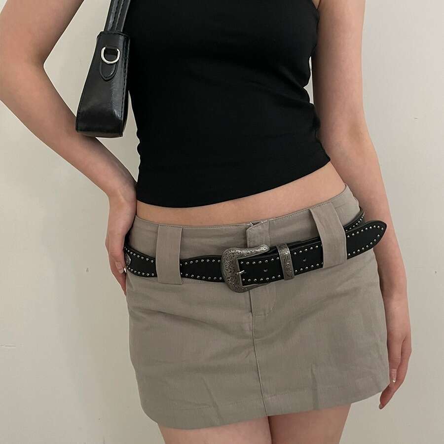 American for Women 2025 New Rivet Punk Style Belt Versatile with Jeans Personality Y2K Black
