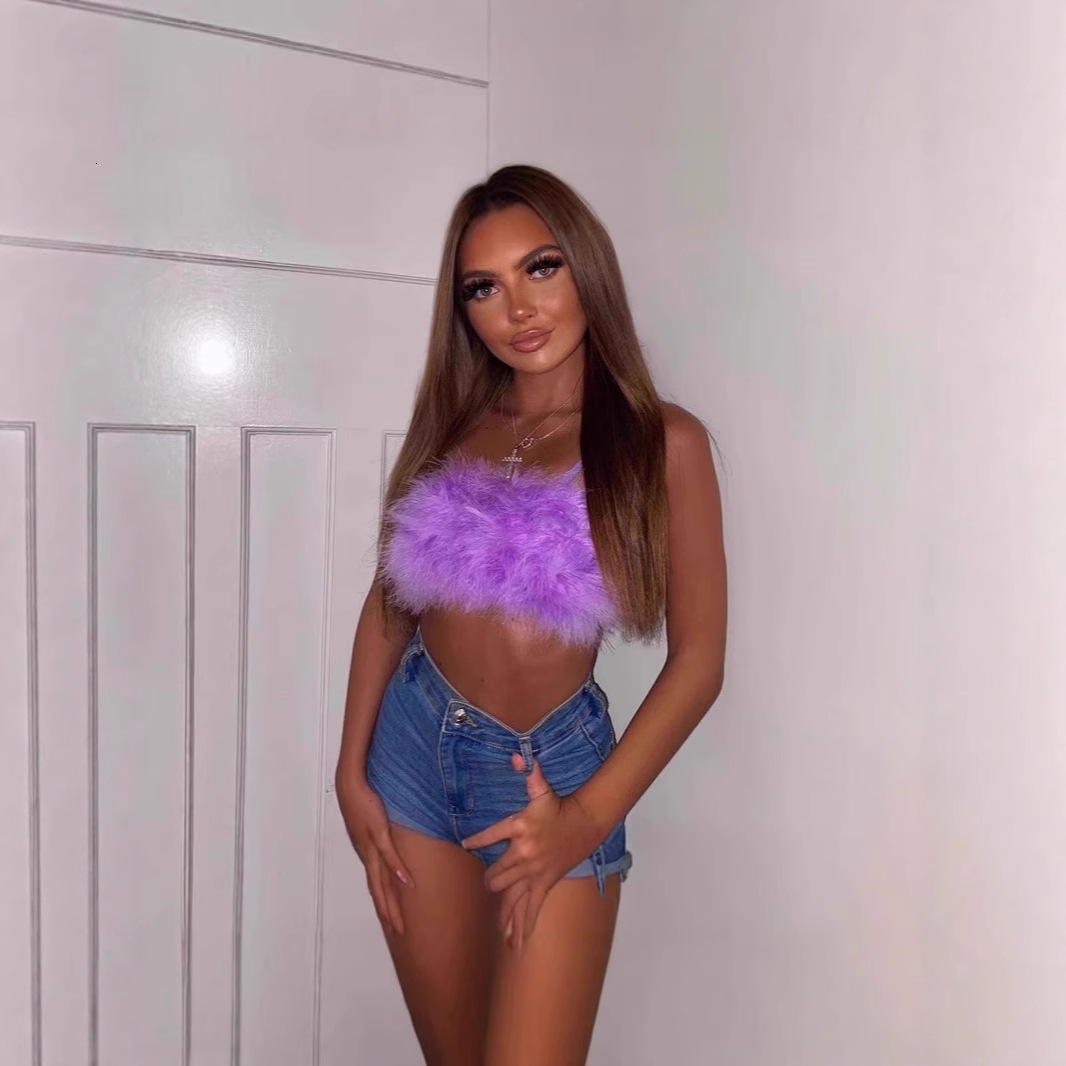 Spring Summer Womens New Hot Item Furry Camisole Fox Fur Tube Top Camisole Vest 230417