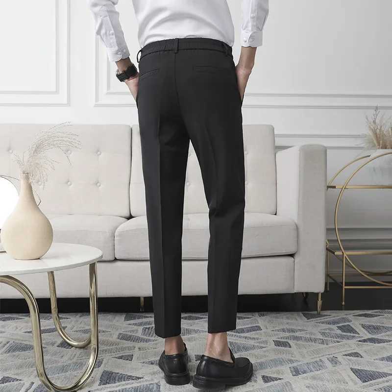 Slim Straight NonIron Dress Pants Men Business Casual Little Feet Suit Pants Classic Black Apricot Dark Gray Male Trousers W250826