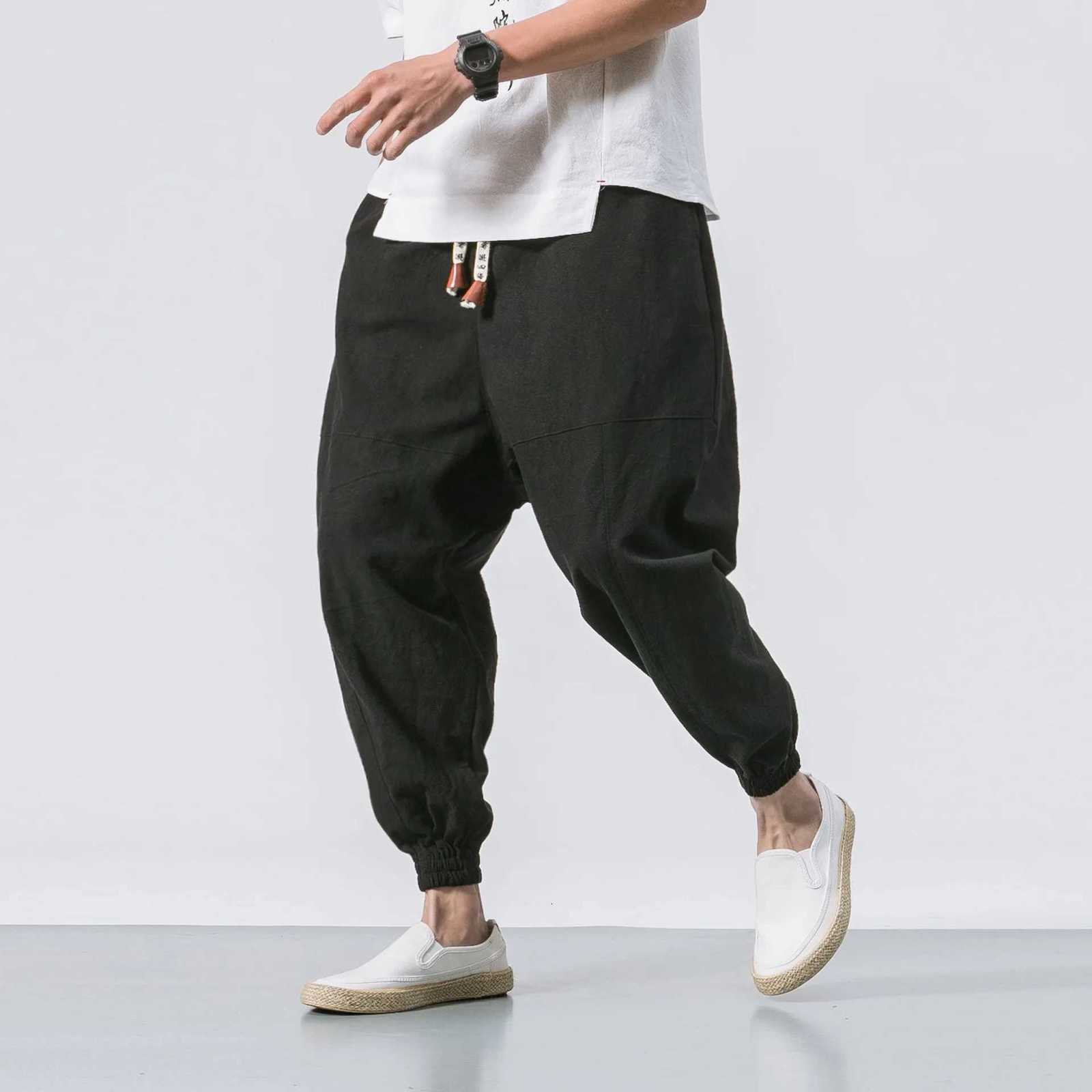 New Brand Oversize Men Harem Pants Chinese Linen Men Pants High Quality Casual Loose Trousers Male W250826