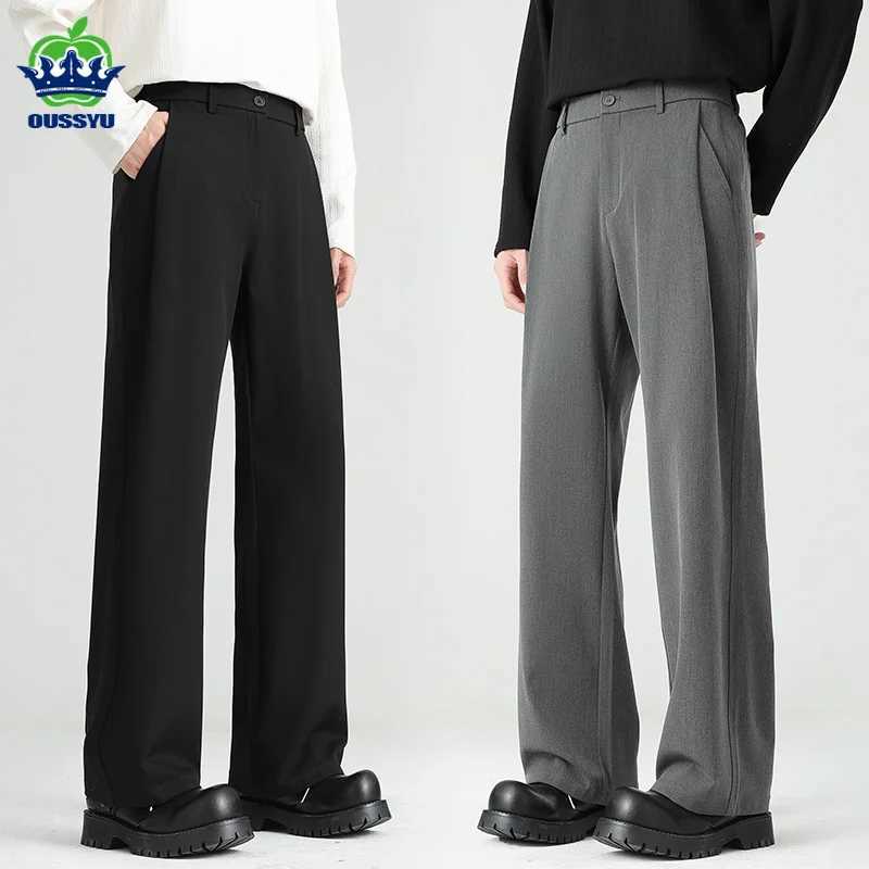 ousyu Brand Luxury Quality Baggy Casual Pants Men Business Elastic Waist Korean Black Work Formal Trousers Male Plus Size S4xl W250826