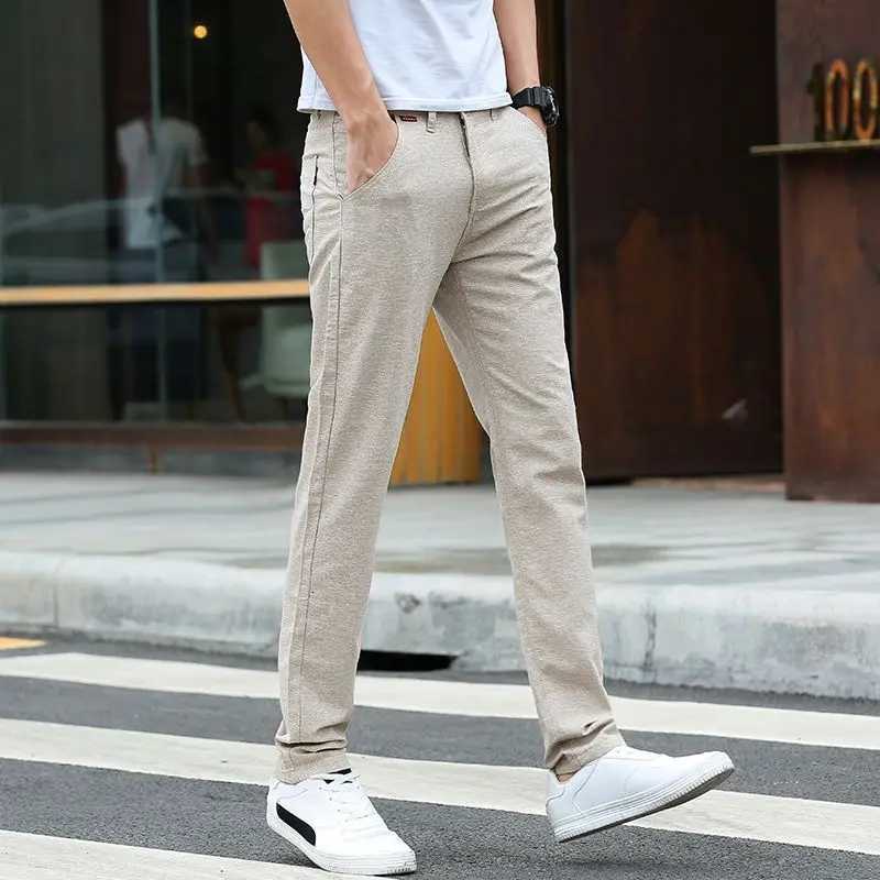 Men Ultra Thin Casual Business Suit Pants Male Comfortable Loose Blazer Pants Straight Light Gray Light Blue Trousers W250826