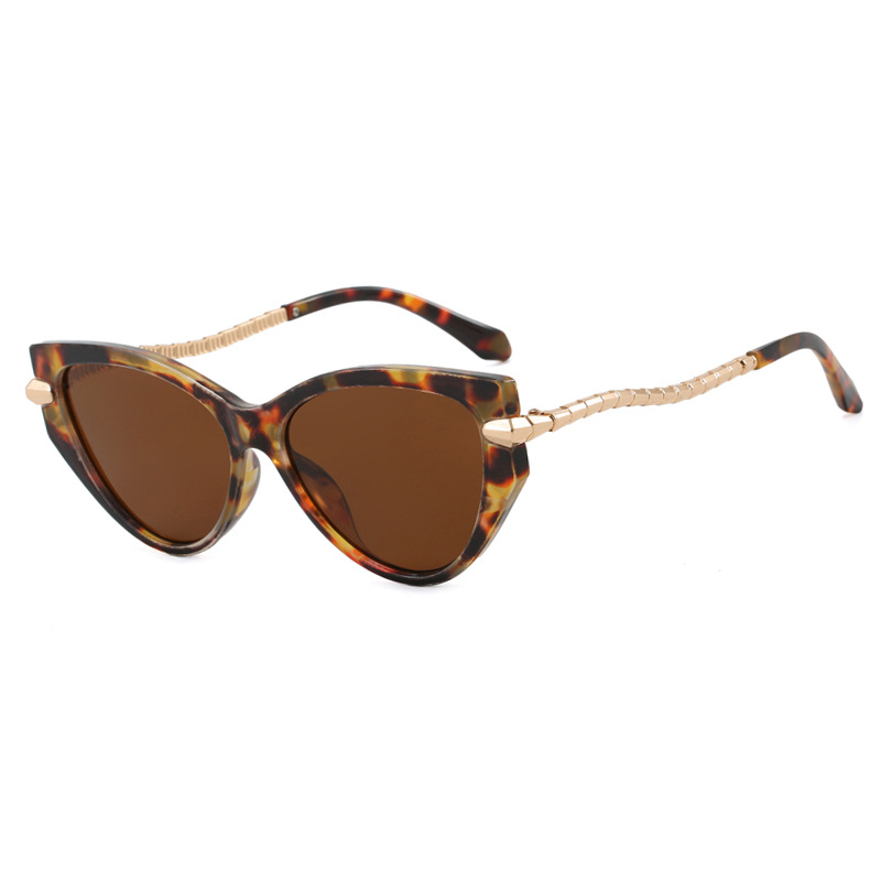 2025 Trendy Chain Cat Eye Sunglasses for Women Stylish Retro Over sized Sun Glasses with UV Protection